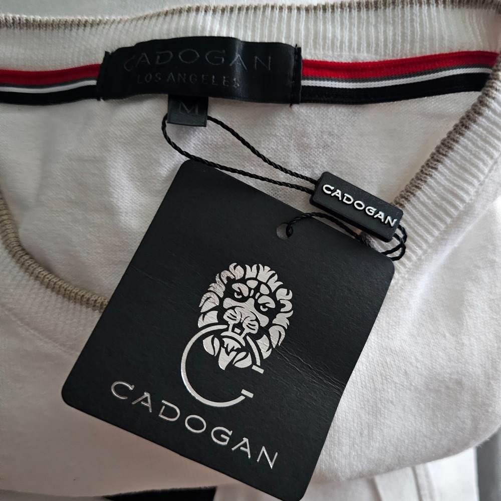 CADOGAN Men's Luxury White Linen Cotton Blend Short Sleeve Knit Brixton Medium - Picture 14 of 14